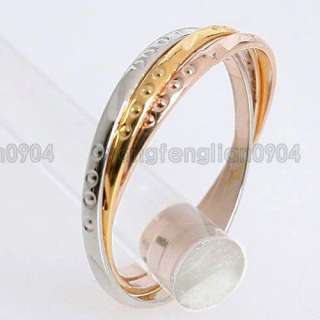 Triple Bands 18K Gold Plated 3 Tone Ring Set 93047  