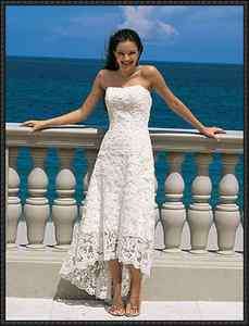Custom Short Beach Lace Wedding Dress/Bridal Evening Gowns  