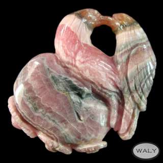Stunning Carved Rhodochrosite Bird Pendant Bead  