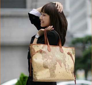 New Womens Fashion World Map Tote Shoulder Handbag Bag  
