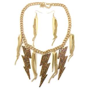   BOLT NECKLACE + MATCHING SPIKE EARRINGS POPARAZZI COMBO PACK 20 CHAIN