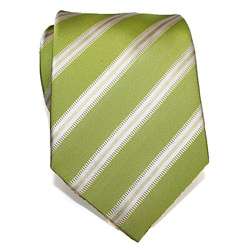 Luzzario & Co Mens Silk Lime Striped Tie  