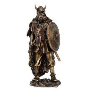 Norse Viking Warrior Holding Shield Axe Statue, 13.5 inches H  