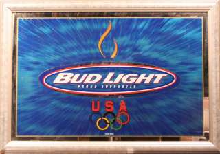 Vintage BEER MIRROR Bud Light Olympics Pub Budweiser  