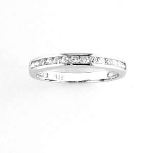   White Zircon Stones Channel Set Band Ring size 7 (Free GIFTBOX+SHIP