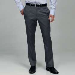 Tommy Hilfiger Mens Grey Slim Fit Wool Dress Pants  