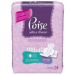 Poise Ultra Thin Light Pads With Wings 24 count (Pack of 6)