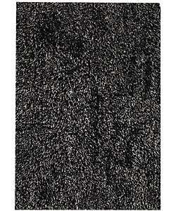 Hand tufted Black and White Shag Rug (5 x 8)  
