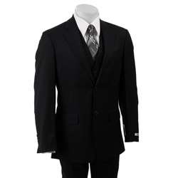 Kenneth Cole Mens Navy Multistripe Wool 3 piece Suit  