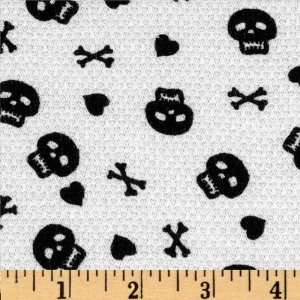  52 Wide Thermal Knit Skulls Black/White Fabric By The 