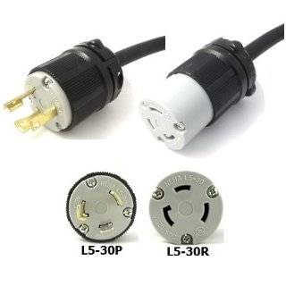 10 Foot L5 30 Plug to L5 30R Connector Extension Power Cord   Rated 
