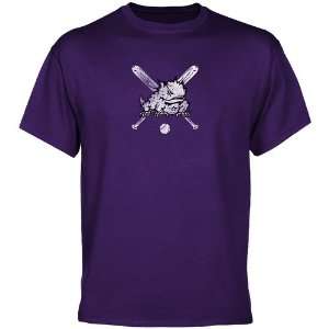  NCAA TCU Horned Frogs Crossed Bats T shirt   Purple 