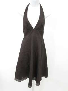 CREW Brown Cotton Textured Halter Dress P2  