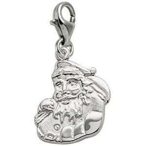 Rembrandt Charms Santa Charm with Lobster Clasp, 14k White Gold