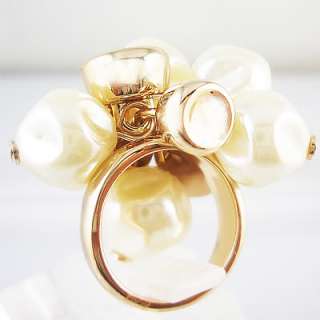 Pearl full head Silver 18K rose gold plated ring R164  