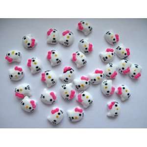 Nail Art 3d 30 Pieces HOT PINK Hello Head Kitty for Nails, Cellphones 