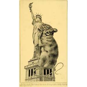  1921 Statue of Liberty Giant Rat New York UNUSUAL Print 