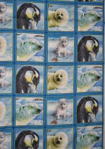 ARCTIC FRIENDS PENGUIN SEAL ETC PANEL~ Cotton Fabric  