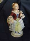 Vintage Colonial Little Girl in Red & Yellow dress & Bonnet Holding a 