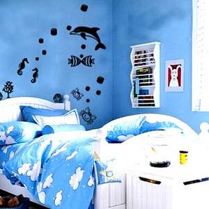 DOLPHIN & FISH ★ MURAL REMOVABLE DECALS WALL STICKER  