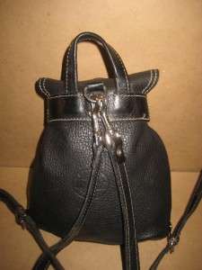 ROOTS Vintage Black Leather MINI Backpack Tiny Rucksack Satchel Bag 