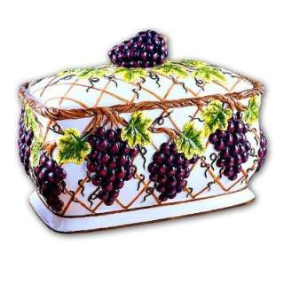 Tuscan vine grape 3 D ceramic bread box toast jar  