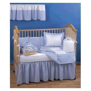  Blue Gingham Seersucker Crib Bedding SRS4PB 4 Pc Set by 