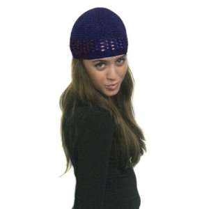  Navy Womens Kufi Crochet Knit Hat
