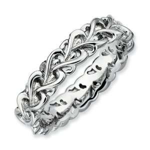  Sterling Silver Stackable Intertwined Heart Ring Jewelry