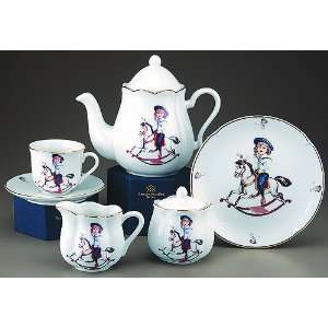  Childs Rocking Horse Tea Party Set of 4 By Reutter 