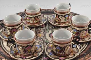 Turkish Coffee & Espresso Set Hand Crafted Copper Tray   Cup   Pot 