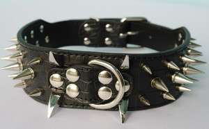   Spiked Dog Collar Leather Dog Collars for Pitbull Terrier Boxer L M S