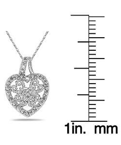 10k White Gold Diamond Filigree Heart Necklace  