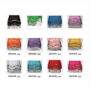 New 3 Rows Belly Dance Hip Skirt Scarf Wrap Belt Coins Fast Shipping 