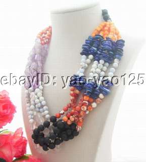 Amazing Amethyst&Agate&Coral&Crystal Necklace  