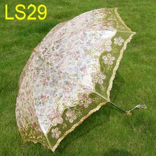 Ladys Lace Parasol Double Folding Anti Uv Sun Umbrella  