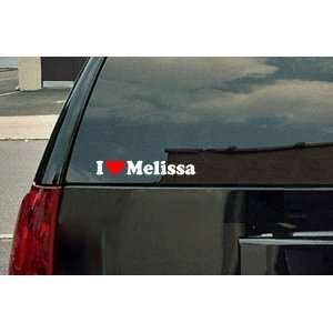  I Love Melissa Vinyl Decal   White with a red heart 