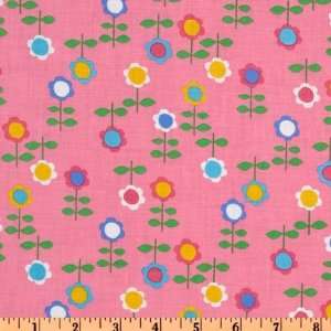   Timeless Treasues Elephants On Parade Flowers Pink Fabric By The Yard