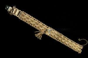 14K Yellow Gold Braided Diamond Bracelet Geneve Watch  