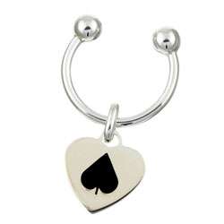 Sterling Silver Lucky Spade Heart Keychain  