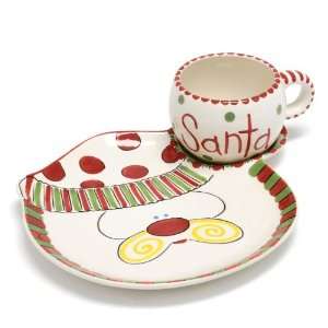  Ceramic Santa Snack Plate and Mug