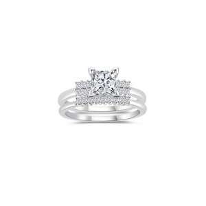  1.42 Cts Diamond Matching Ring Set in 14K White Gold 9.5 