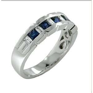  1.03 ct Diamond & Sapphire Anniversary/Wedding Ring 18k 