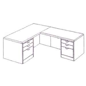  Executive L Desk w/Box/Box/File Drawer Pedestals Office 