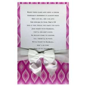  Perfectly Pink Peacock with White Bow Pocket Invitations 