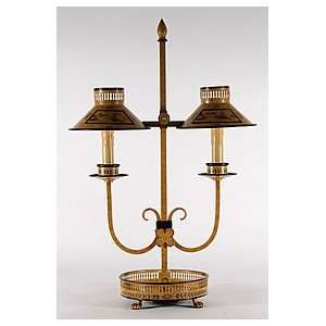    Traditional Twin Arm Yellow Tole Metal Table Lamp