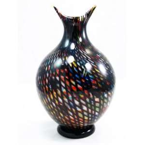  Italian Design Black Reticello Glass Vase M Patio, Lawn & Garden
