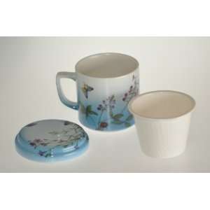  Blue Tea Cup with Cover & Strainer