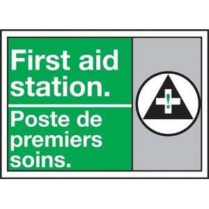 FIRST AID STATION (W/GRAPHIC) Sign   10 x 14 Plastic