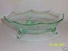 ELEGANT DEPRESSION GLASS SEA GREEN FOOTED CANDY DISH